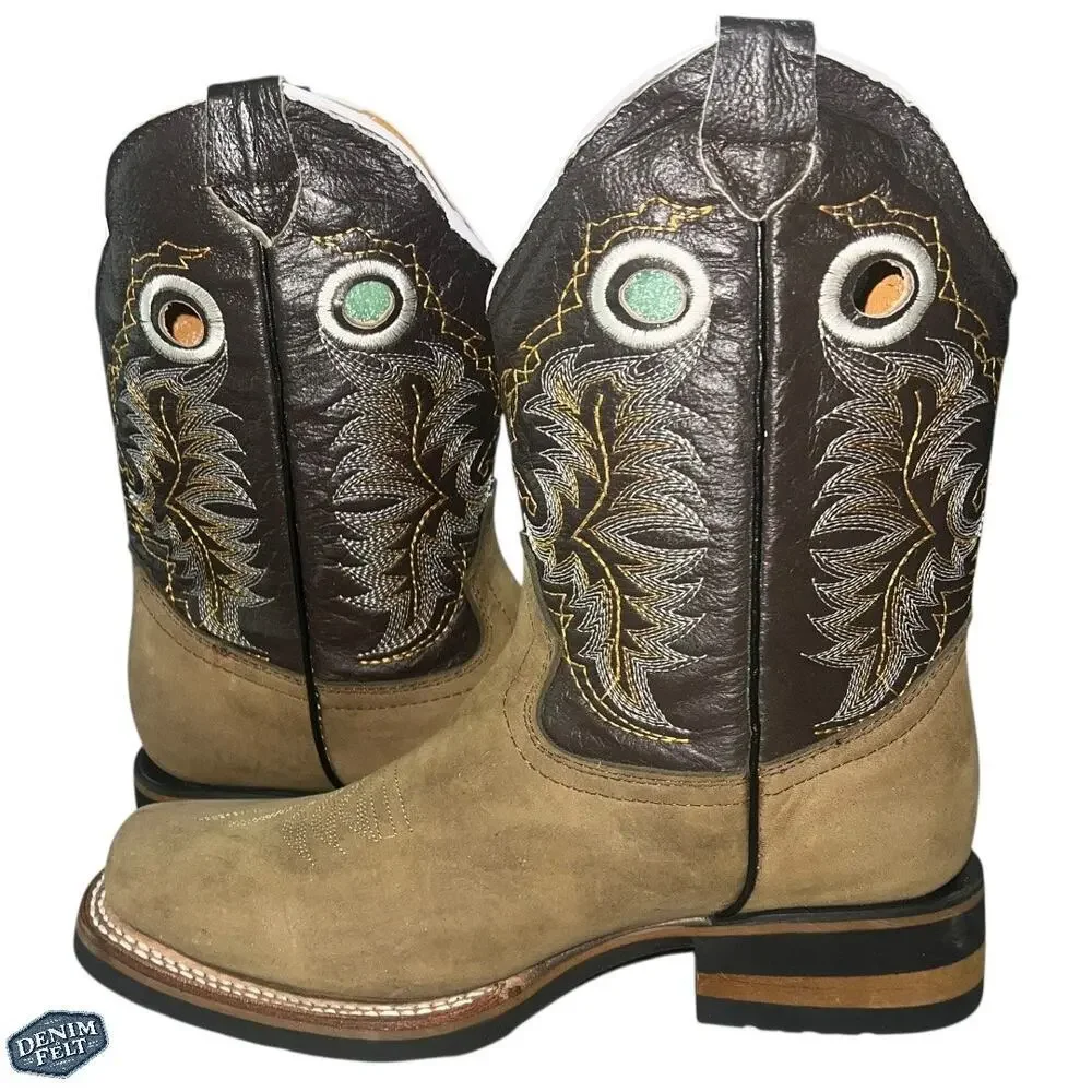 Old Corral Men’s Tan/Light Brown Suede Leather Top Cowboy Western Boots‎ | NEW